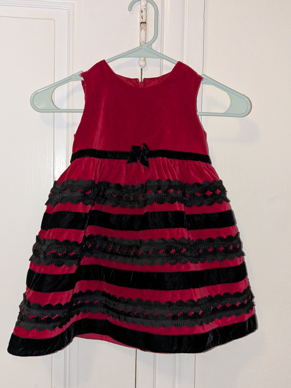 The Children's Place Red Velvet Dress with Black Accents